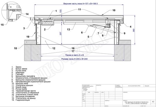 Люк для выхода на кровлю Оптимус 1000*1900 Люк для выхода на кровлю Оптимус 1000*1900